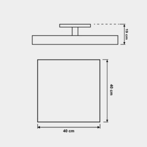 Plafon Quadrado com Haste Luz Indireta 40cm