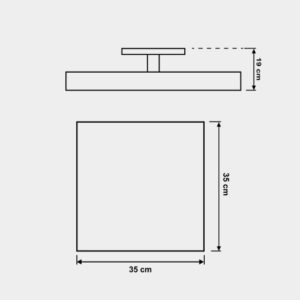 Plafon Quadrado com Haste Luz Indireta 35cm