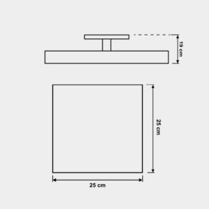 Plafon Quadrado com Haste Luz Indireta 25cm